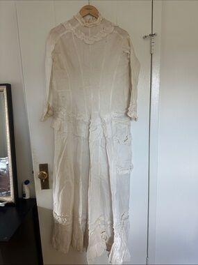 Vintage rare finds Victorian Cream Ruffle Maxi Dress
